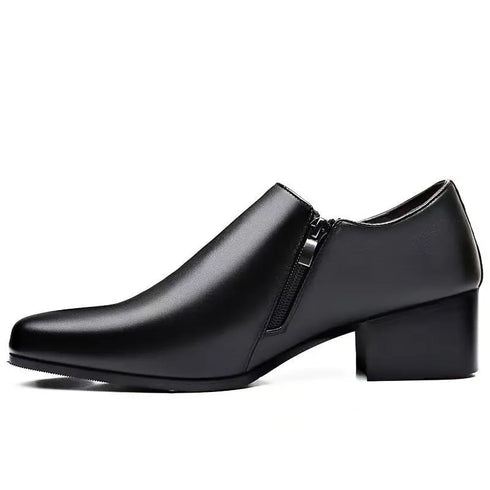 Men's Leather Business Shoes Slip-On Pointed Toe Loafers for Weddings and Daily Wear